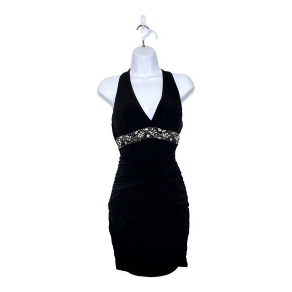Speechless Dresses & Skirts - Women's NWT Speechless Black Rhinestone Shirred Halter Dress Size S